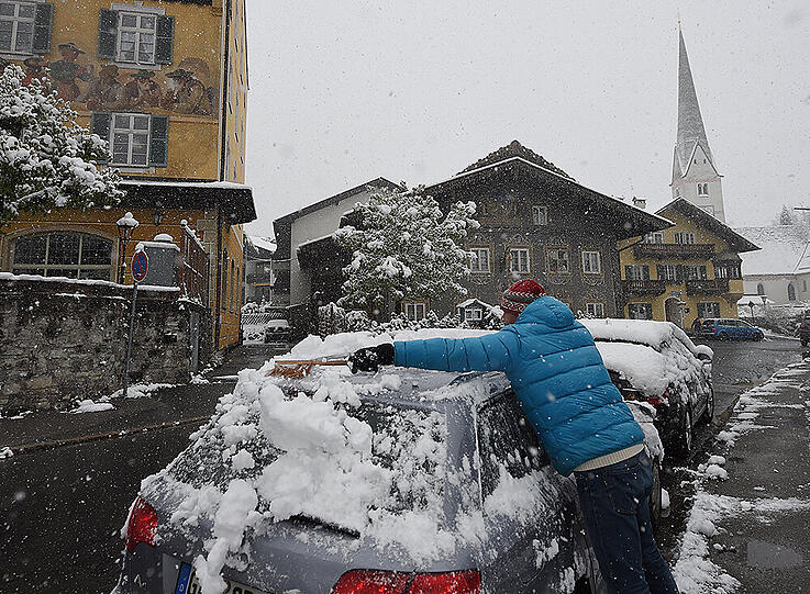 Wintereinbruch in Garmisch-Partenkirchen. Hier lag im tiefsten Winter oftmals weniger Schnee.