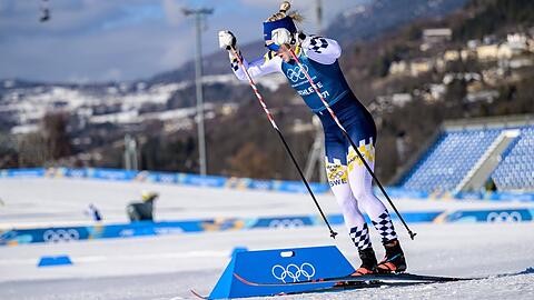 Die Schwedin Jonna Sundling beim Training f&uuml;r die Olympischen Winterspiele im italienischen Tesero.