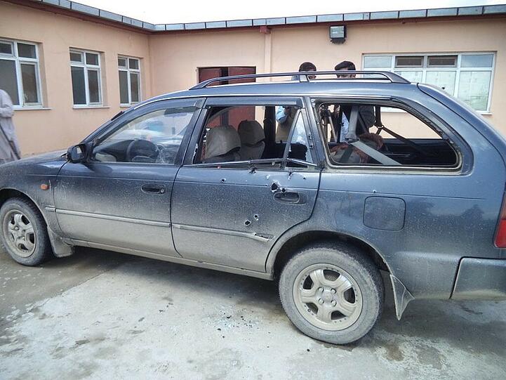 Auf dem Rücksitz dieses Autos saßen Niedringhaus und Gannon als die Schüsse fielen.