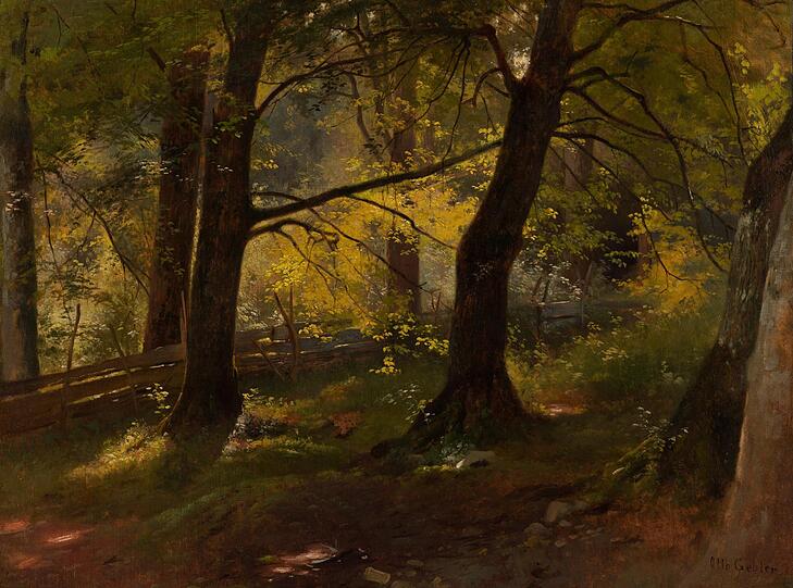 Otto Gebler: Waldlandschaft, um 1890, Öl auf Leinwand