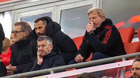 Die mächtig bediente Führungsriege der Bayern am Dienstagabend auf der Tribüne der Allianz Arena.