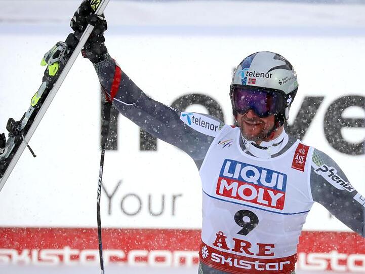 Aksel Lund Svindal jubelt nach seinem Lauf, der für Platz zwei reichte.