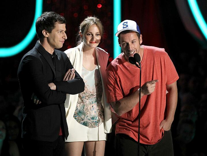 Andy Samberg, Leighton Meester und Adam Sandler (von links) sind ebenfalls als Laudatoren geladen.