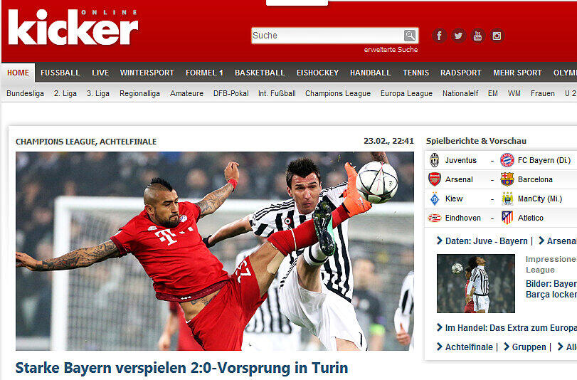 Lesen Sie hier weitere Pressestimmen zum 2:2 der Bayern in Turin.