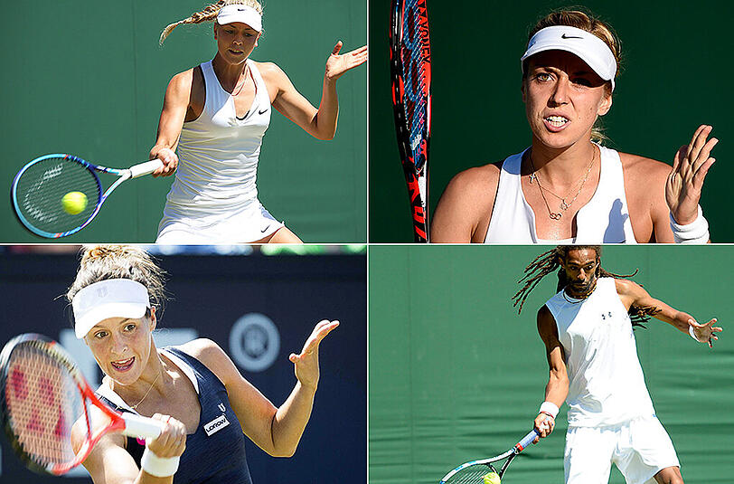 Angelique Kerber, Sabine Lisicki, Tatjana Maria und Dustin Brown (l.o - r.u.)