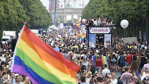 Teilnehmer des 38. Christopher Street Day (CSD) ziehen feiernd durch die Stadt. (Symbolbild)