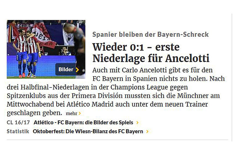 Lesen Sie hier weitere Pressestimmen zur 0:1-Niederlage des FC Bayern gegen Atlético Madrid.