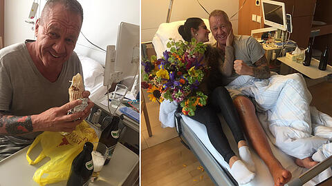Promi-Wirt Hugo Bachmaier lässt es sich nach seiner Knie-OP gutgehen