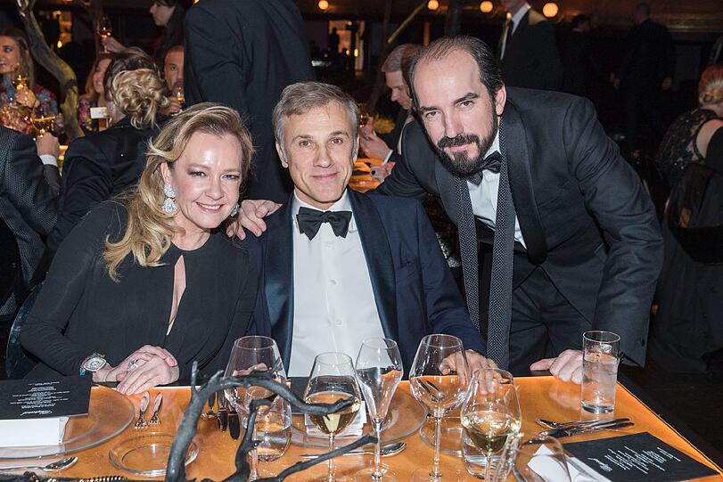 Caroline Scheufele, Christoph Waltz und Alexis Veller