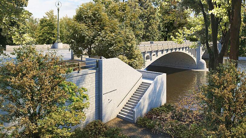 1,80 Meter Breite soll der Aufgang von der Praterinsel zur Maximiliansbrücke haben. Am Ende könnten es auch 1,50 Meter werden, es ist noch Verhandlungssache.