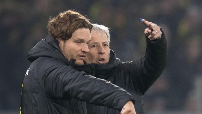 Lucien Favre (r) und sein bisheriger Assistent Edin Terzic.