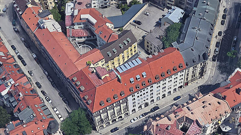 Das Areal um die Thierschstraße 11 von oben gesehen.