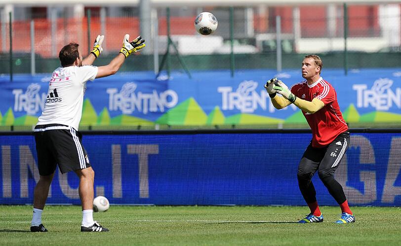 Die Bayern trainieren ein letztes Mal vor dem Testspiel gegen Brescia Calcio.