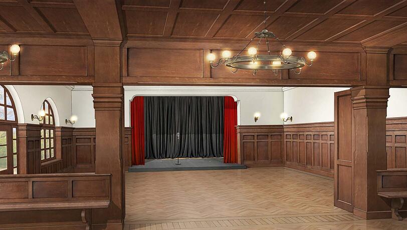 Der Veranstaltungssaal nach der Sanierung.