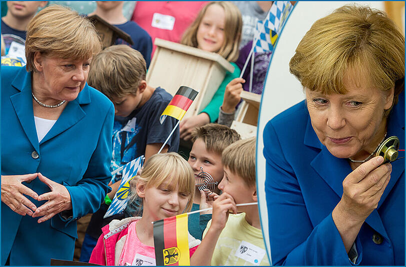 Hoher Buch in Niederbayern: Kanzlerin Angela Merkel besuchte am Freitag ein sogenanntes "MINT"-Projekt in der Grund- und Mittelschule in Buch am Erlbach. Die Bilder vom Merkel-Besuch.