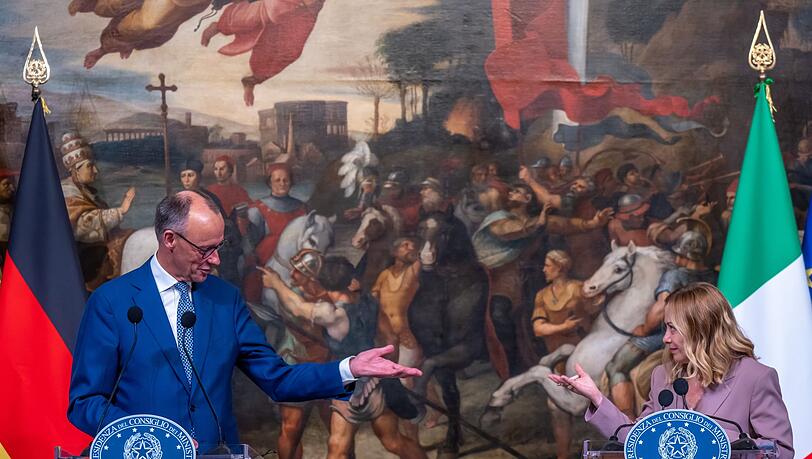 Bundeskanzler Friedrich Merz (CDU) und Italiens rechte Ministerpräsidentin Giorgia Meloni.