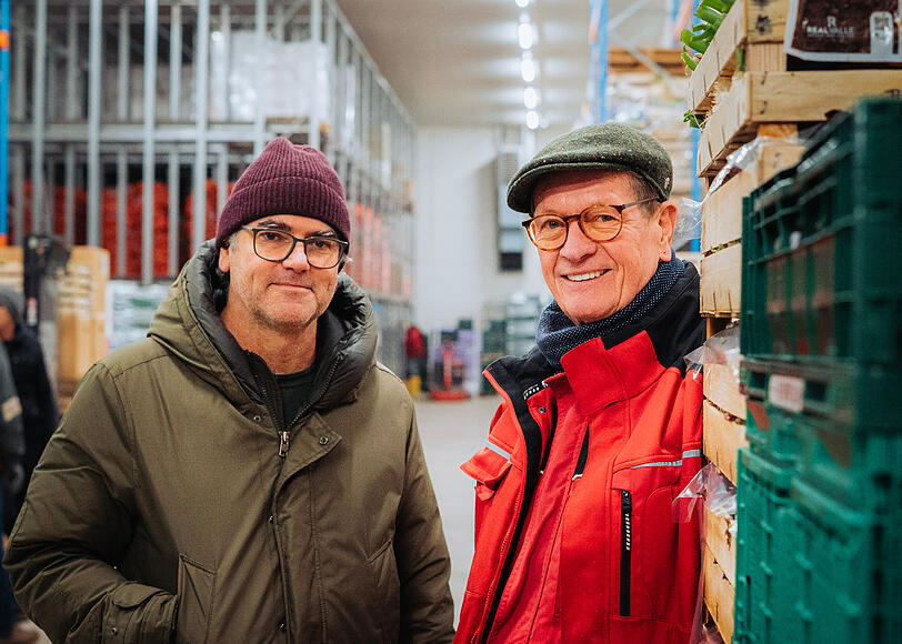 Marco Di Maggio und G&uuml;nther Warchola zeigen der AZ das Gro&szlig;marktgel&auml;nde.