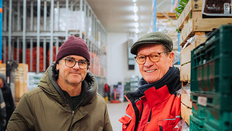 Marco Di Maggio und Günther Warchola zeigen der AZ das Großmarktgelände. Marco Di Maggio und Günther Warchola zeigen der AZ das Großmarktgelände.