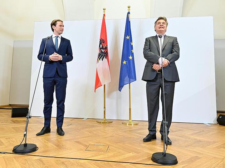ÖVP-Chef Sebastian Kurz (l.) und Grünen-Chef Werner Kogler regieren künftig gemeinsam.