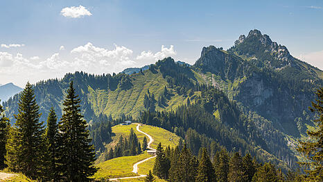 Weitblick von der Hochplatte &ndash; wo die Piesenhausener Hochalm die Ruhe der Berge einf&auml;ngt.