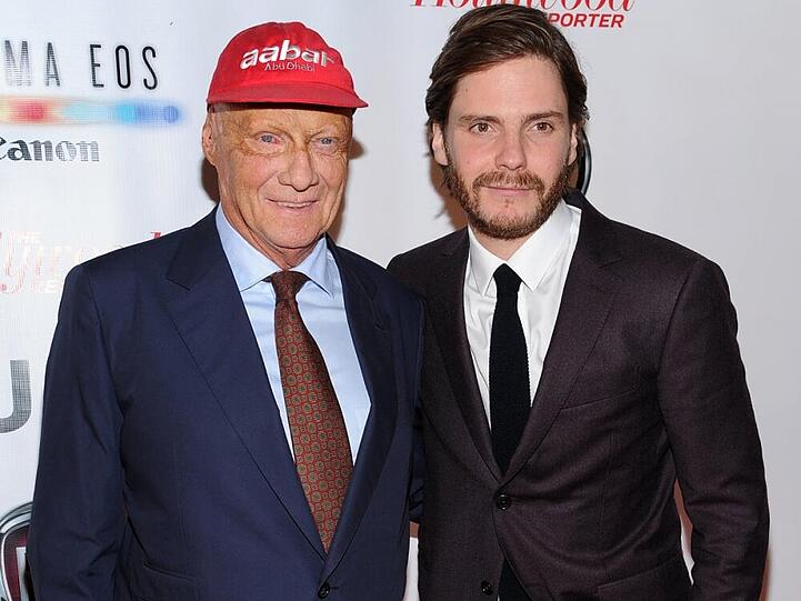 Daniel Brühl und Niki Lauda bei der Premiere von "Rush"
