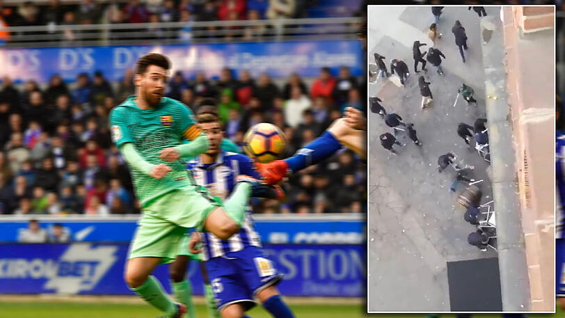 Vor dem Ligaspiel des FC Barcelona gegen CD Alaves kam es zu schweren Ausschreitungen zwischen beiden Fanlagern.