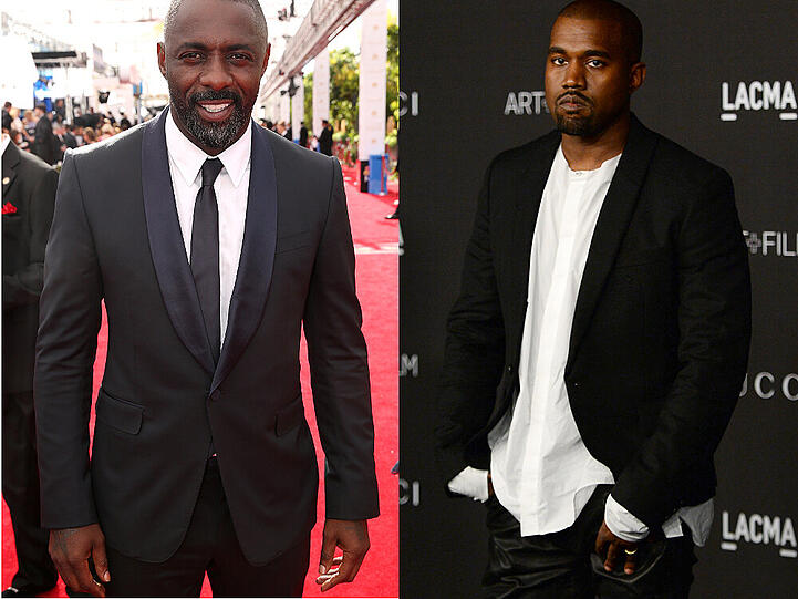 Kanye West (rechts) würde Idris Elba gerne als James Bond sehen