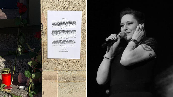 Der Rosenstolz-Fanclub hat vor dem Theater des Westens in Berlin einen Brief aufgehängt.