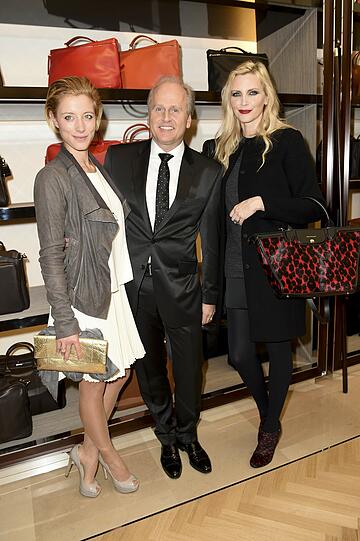 Nora Zetsche und Nadja Auermann und Markus Wahl (Geschäftsführer Longchamp Deutschland)