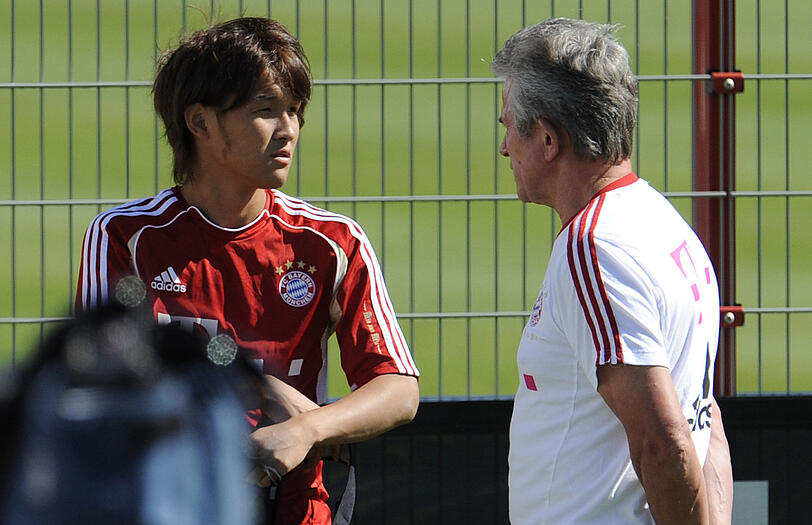 Heynckes im Gespräch mit Usami.