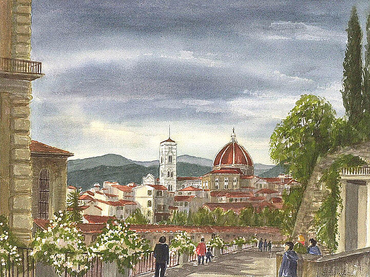 Garten Boboli Florenz: Aquarell von Elisabeth Zander.