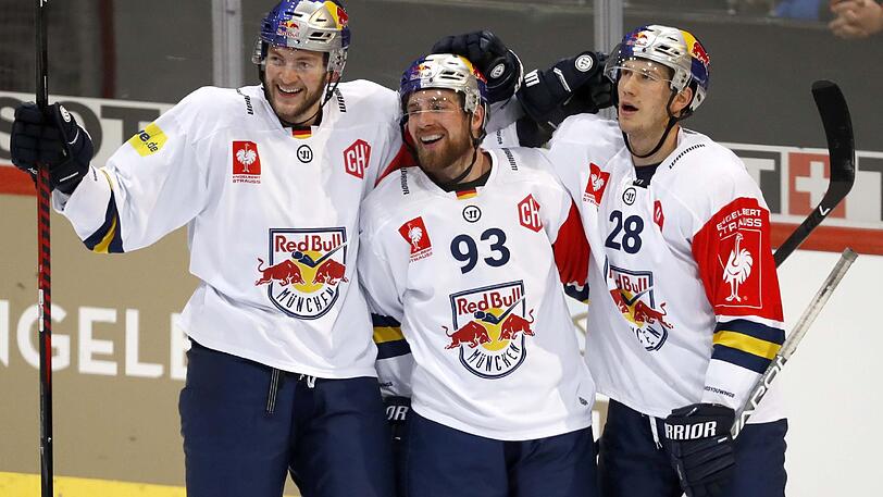 Der EHC Red Bull München siegt im Achtelfinale der Champions League beim SC Bern mit 3:2.