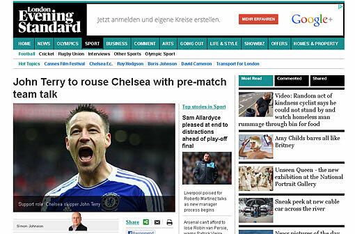 Ein Schwur fürs Finale: London Evening Standard berichtet über Chelseas Kapitän John Terry, der sein Team am Samstag für das Finale einschwören wolle.