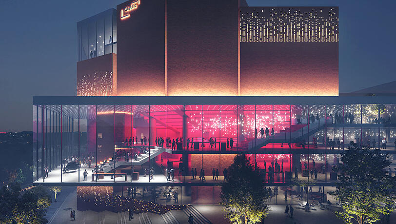 Daraus wird wohl nichts: Nach der Planung des Architekturbüros Henn sollte eine gläserne "Kulturbühne" die Philharmonie mit dem Bibliothekstrakt im Hintergrund verbinden. Daraus wird wohl nichts: Nach der Planung des Architekturbüros Henn sollte eine gläserne "Kulturbühne" die Philharmonie mit dem Bibliothekstrakt im Hintergrund verbinden.