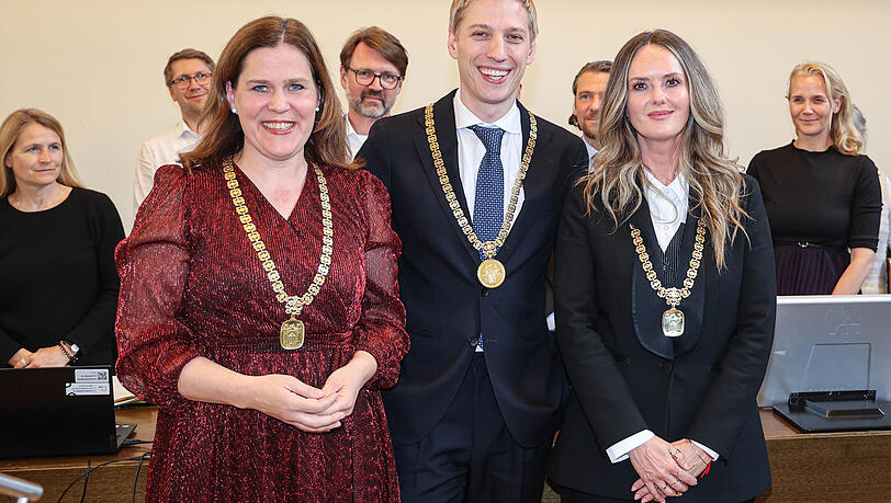 Die neue M&uuml;nchner Stadtspitze: Oberb&uuml;rgermeister Dominik Krause, Mona Fuchs (r.) und Verena Dietl.