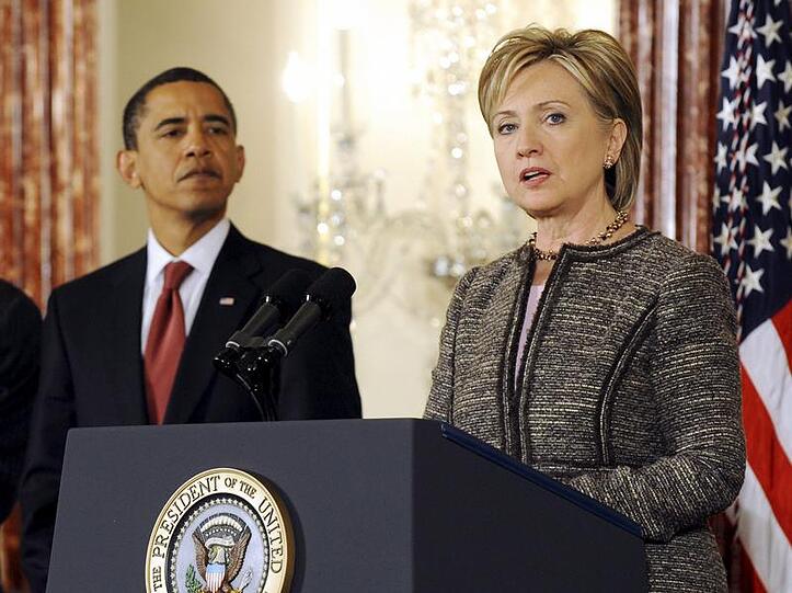 US-Präsident Barack Obama neben seiner Außenministerin Hillary Clinton.