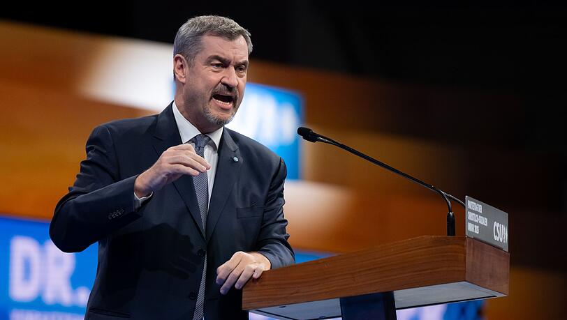 Markus Söder bekennt sich auf dem CSU-Parteitag zu Israel. Markus Söder bekennt sich auf dem CSU-Parteitag zu Israel.