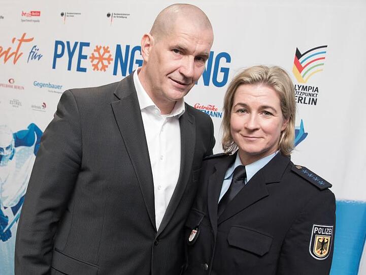 Eisschnellläuferin Claudia Pechstein und ihr Lebensgefährte Matthias Große.