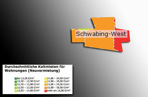 Mietspiegel 2013: Durchschnittliche Kaltmieten für Wohnungen in München (Neuvermietung)