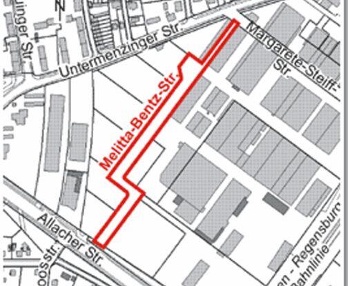 Hier verläuft die Melitta-Bentz-Straße.