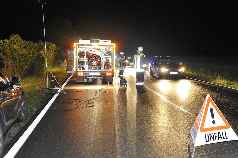 Nach der Kolision: Das Auto kam demoliert in einem Gebüsch neben der Straße zum Stehen.