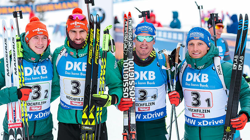Die deutsche Herren-Staffel erreichte in Hochfilzen den zweiten Platz.