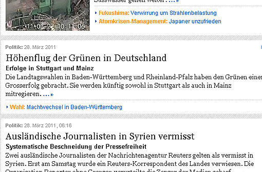 Die Online-Ausgabe der Neuen Züricher Zeitung sieht "Deutschlands Grüne auf dem Vormarsch". "Im Ländle" gehe die "seit Kriegsende andauernde Ära christlichdemokratischer Dominanz zu Ende".