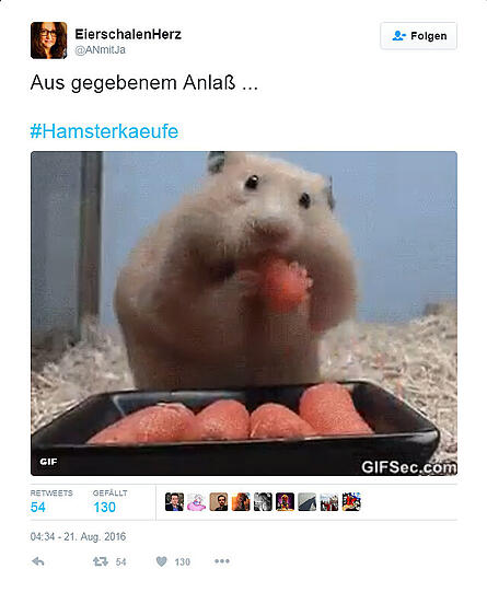So amüsieren sich Twitter-User über die Hamsterkäufe im Konzept zur Zivilverteidigung.