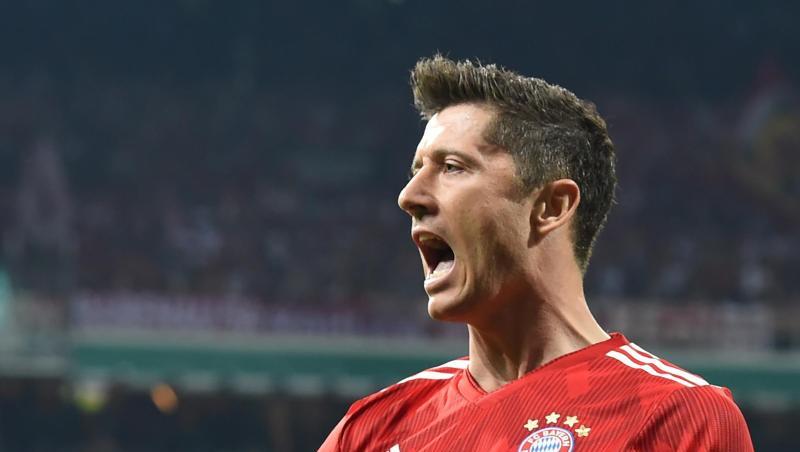 Münchens Robert Lewandowski jubelt über das Tor zum 1:0. Foto: Carmen Jaspersen Münchens Robert Lewandowski jubelt über das Tor zum 1:0. Foto: Carmen Jaspersen