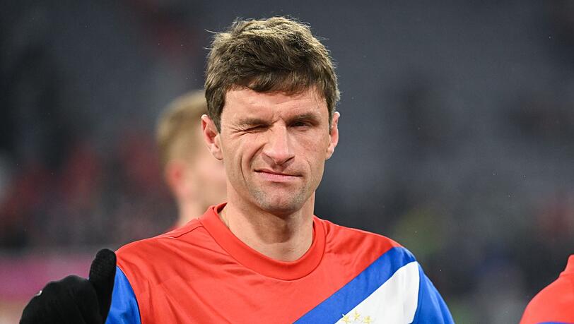 Münchens Thomas Müller zwinkert.