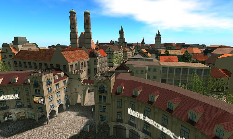 München virtuell &ndash; hier in einer Szene aus dem Computerspiel &bdquo;Second Life&ldquo;. Bei der Webwoche geht es um Münchens digitale Wirtschaft.