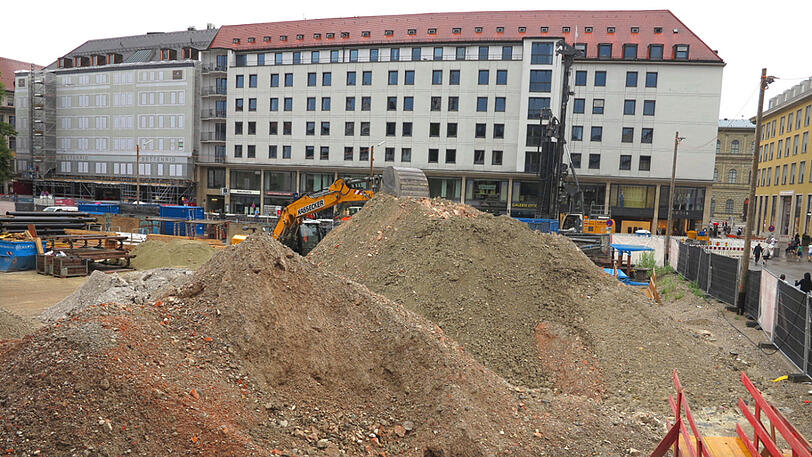 Riesen-Baustelle in der Innenstadt: So schaut's aktuell am Marienhof aus. Die Bauarbeiten für die Zweite Stammstrecke sind in vollem Gange.