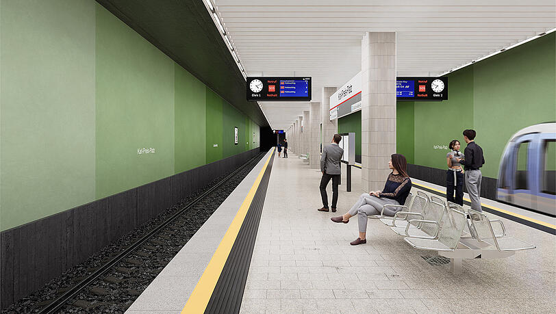 Visualisierung Karl-Preis-Platz: Die neuen Farbtöne wurden laut MVG "im Einklang mit den bestehenden Farben und Materialien entwickelt". Visualisierung Karl-Preis-Platz: Die neuen Farbtöne wurden laut MVG "im Einklang mit den bestehenden Farben und Materialien entwickelt".