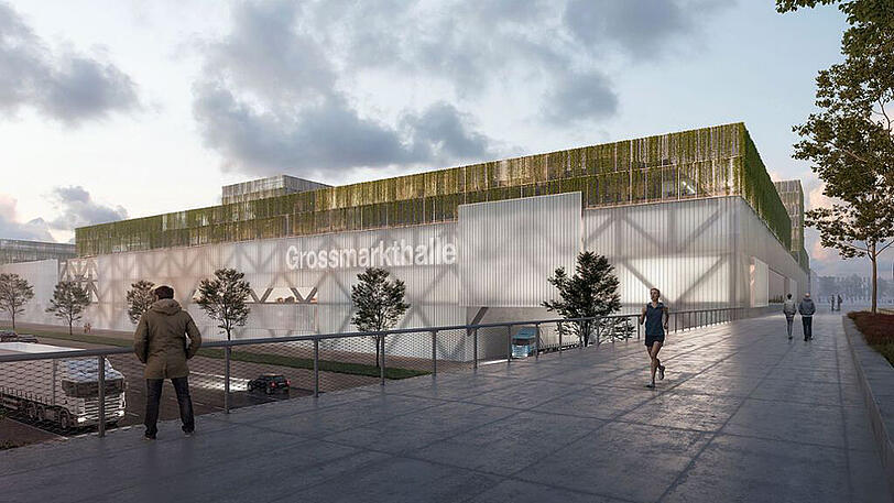 Der erste Entwurf einer mehrstöckigen neuen Großmarkthalle, den das Umschlagzentrum Großmarkt München (UGM) 2018 vorgelegt hatte.